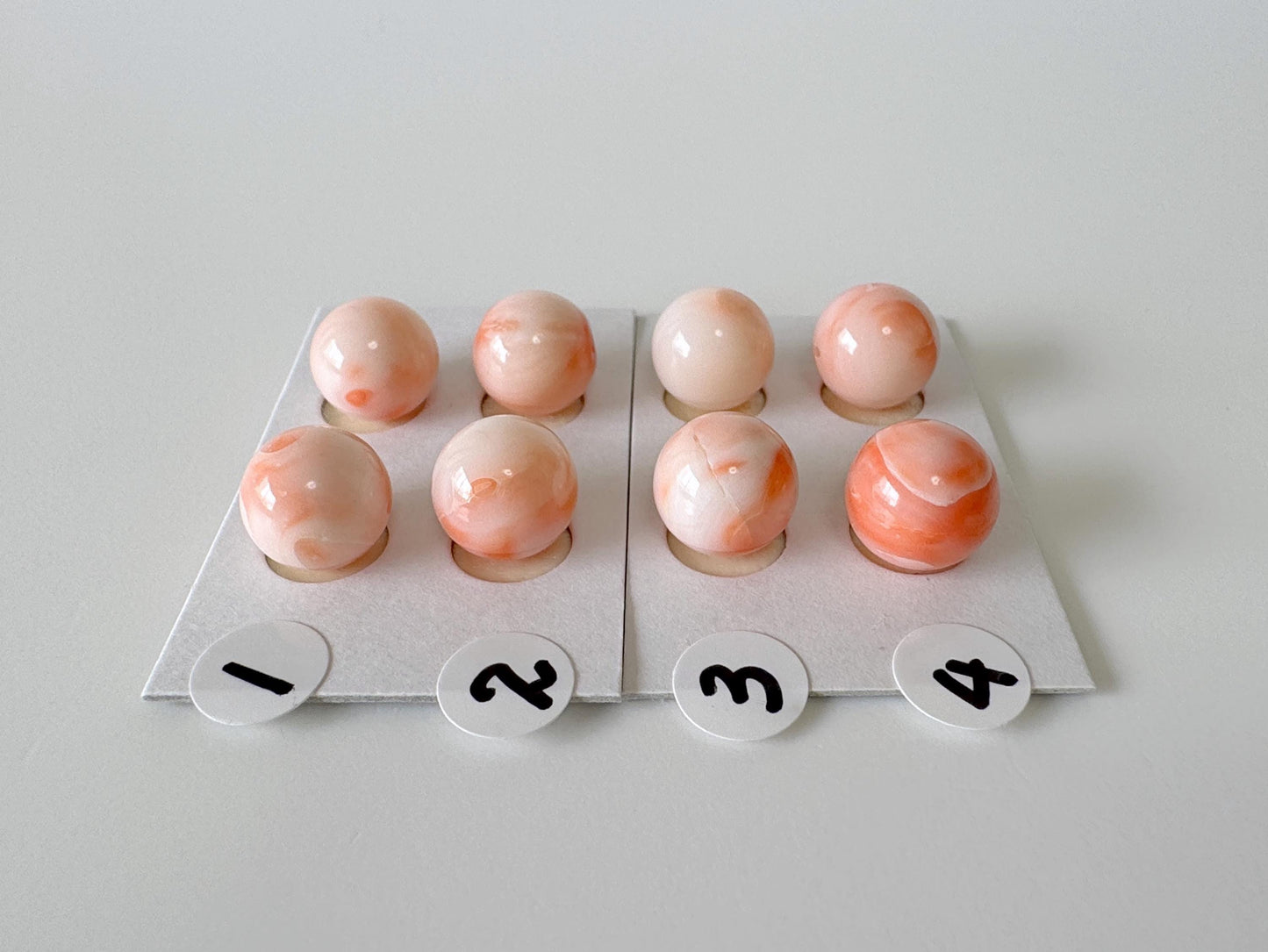 9.5-9.8mm Full Hole Natural deep sea coral round loose, Pink/Orange/White Coral, For earring sets or pendant, price per pair, Natural Color
