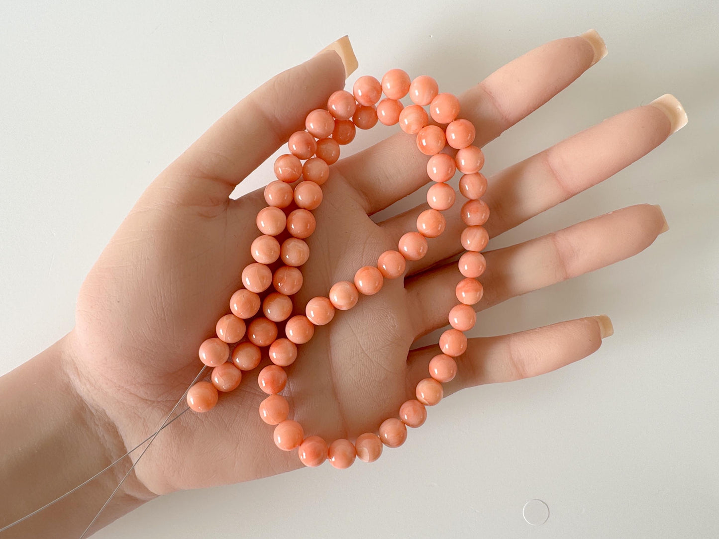 Natural Deep Sea Coral 7.5-7.8mm Round Beads Strand, Genuine Natural Pink / Orange Color, 44cm, 17.3in, For Jewelry Making