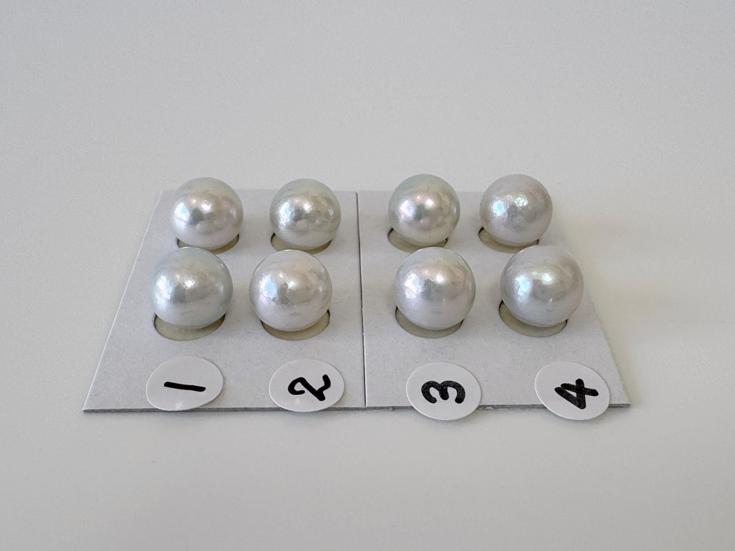 Japanese Akoya pearl 9.5mm, Light Blue Color, Half-Drilled Round/Semi-round loose, Natural Color, Price per Pair, Salt water pearl