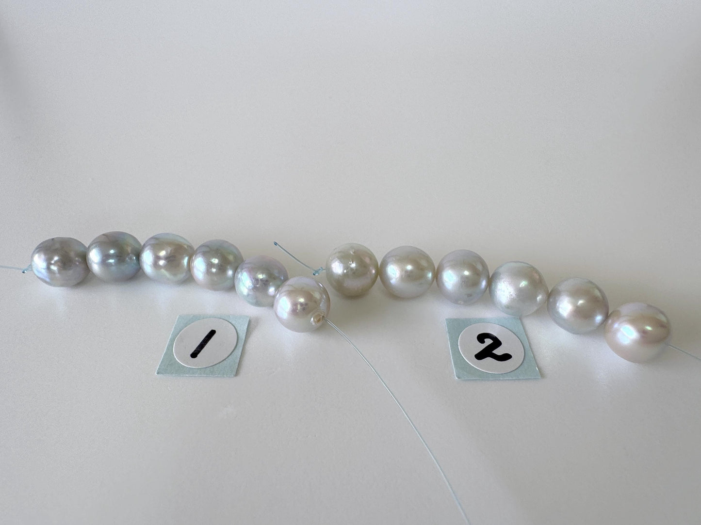 Japanese Blue/Silver color (cobalt treated) Akoya Pearl Beads, 7-7.5mm, Mini Strand, Short Strand of 6 Pieces, Cultured in Sea Water