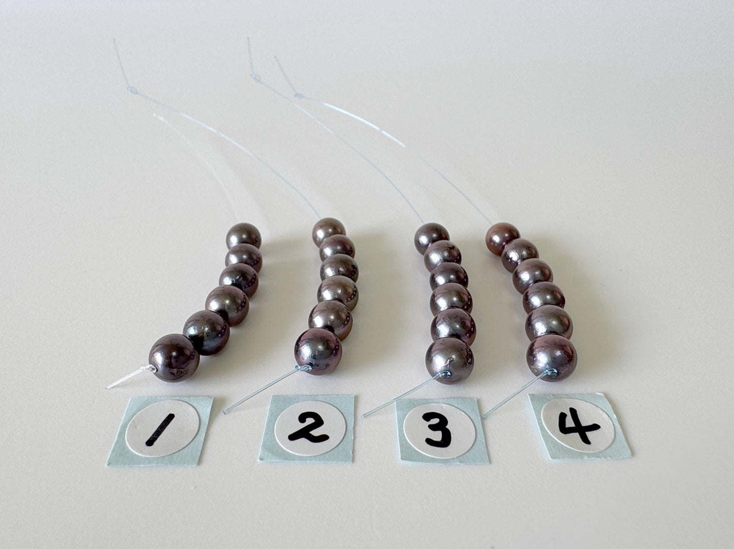 6 Pieces Short Strand of Japanese Peacock Black Akoya Pearl Beads, 5.7-5.9mm, Genuine Akoya Pearl, Cultured in Sea Water