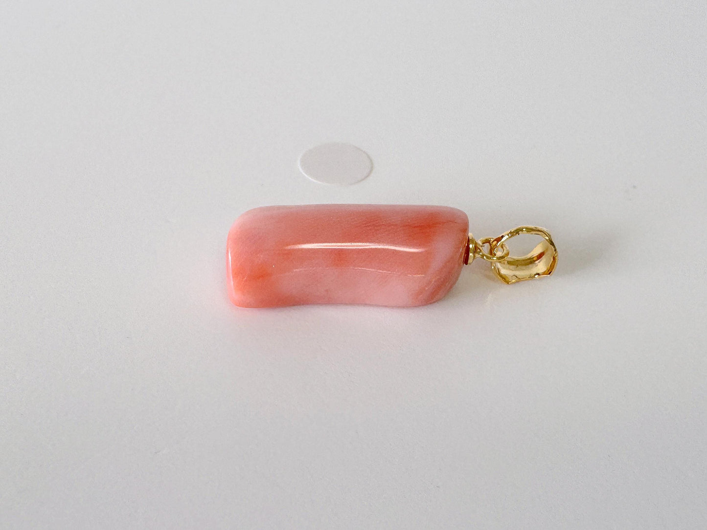 Natural Deep Sea Coral Unique Shaped Pendant, 21.8x10.5mm, Natural Pink/Orange color coral, Silver (Gold-Plated) bail