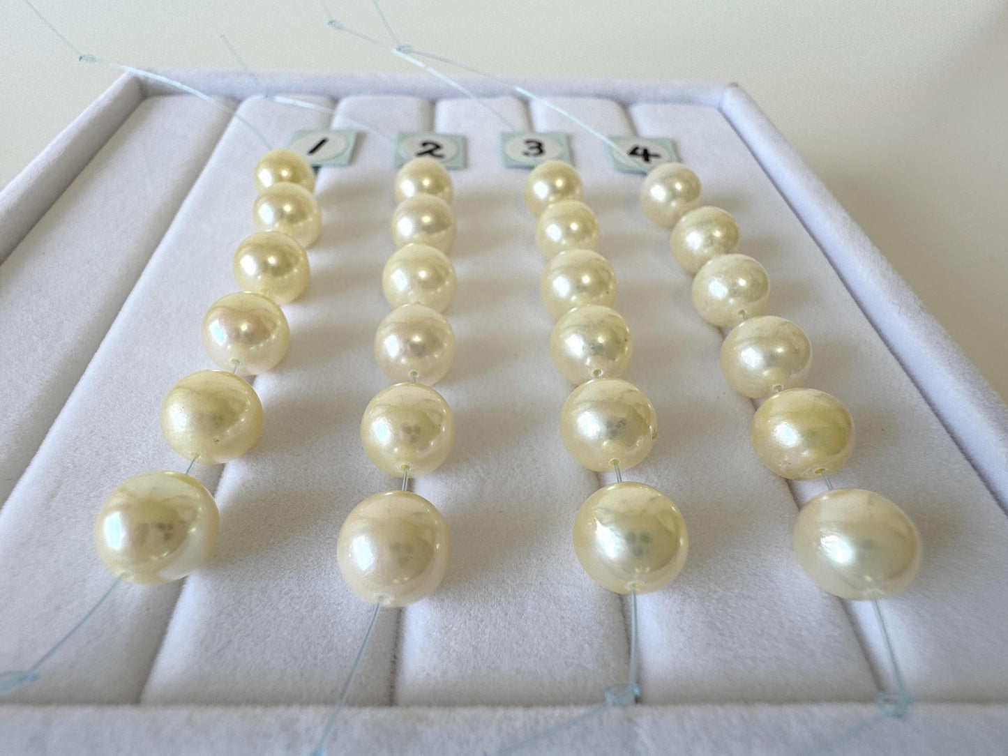 Japanese Cream/Yellow Akoya Pearl Beads, 7-7.5mm, Mini Strand, Short Strand, 6 Pieces, Genuine Akoya Pearl, Cultured in Sea Water