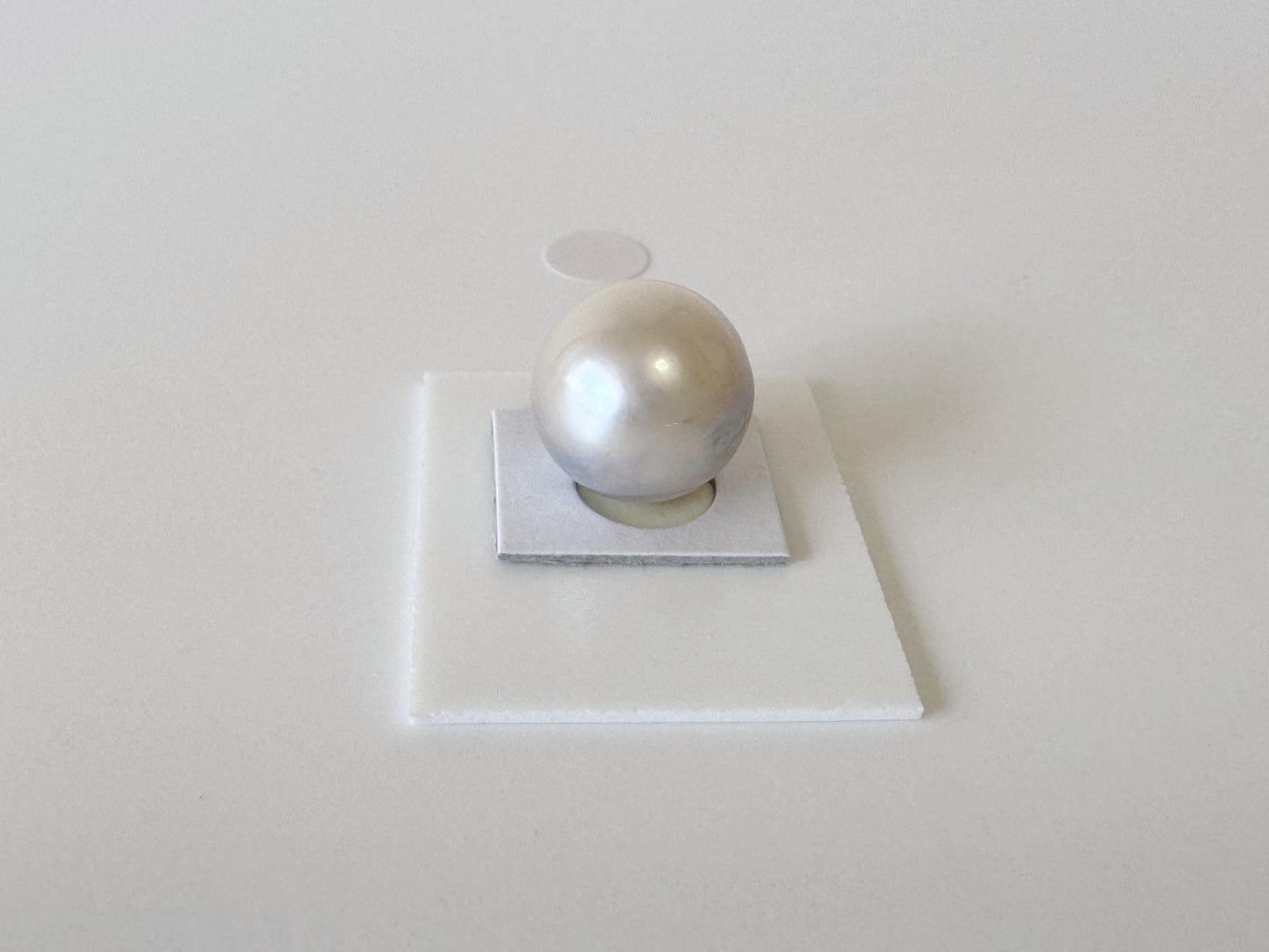 South sea pearl 12.4mm, Natural White/Slightly light blue Color, Half-Drilled Round/Slightly loose, unused vintage, Salt water pearl