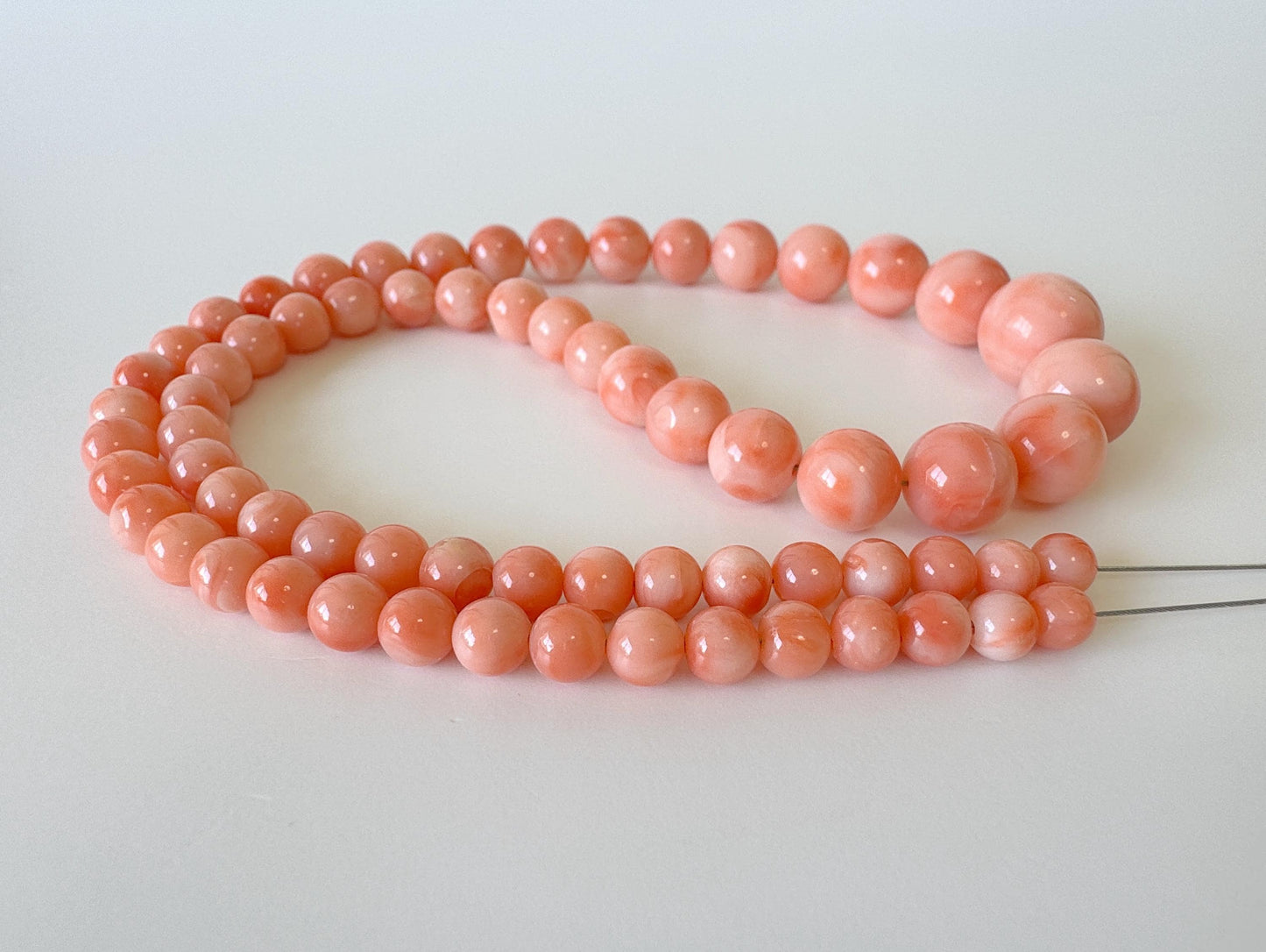 Natural Deep Sea Coral 4.5-11.3mm Round Beads Strand, Genuine Natural Pink / Orange Color, 40.5cm, 15.9in, For Jewelry Making