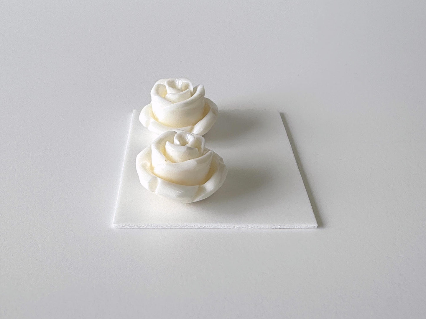 Natural White Coral Rose Loose Pair, 16-17mm , White Color Rose, Natural Color Coral Rose, Price per Pair, Genuine Precious Coral