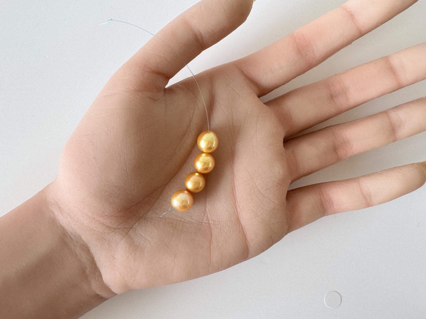 Japanese Akoya Golden Pearl Beads, Mini Strand, 7.9-8.4mm Semi-Round (Color Treated, Cultured Saltwater, 4 Pieces)