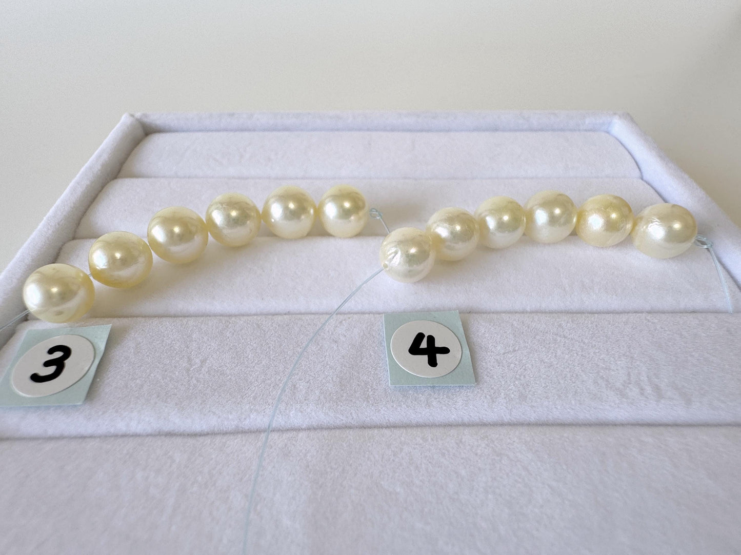 Japanese Cream/Yellow Akoya Pearl Beads, 7-7.5mm, Mini Strand, Short Strand, 6 Pieces, Genuine Akoya Pearl, Cultured in Sea Water