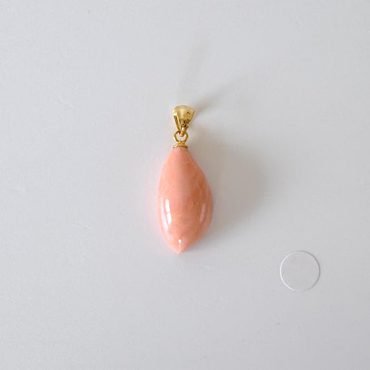 Natural Unique Shaped Deep Sea Coral Pendant, Natural Pink/Orange Color Coral, Silver Bail (Gold-Plated)