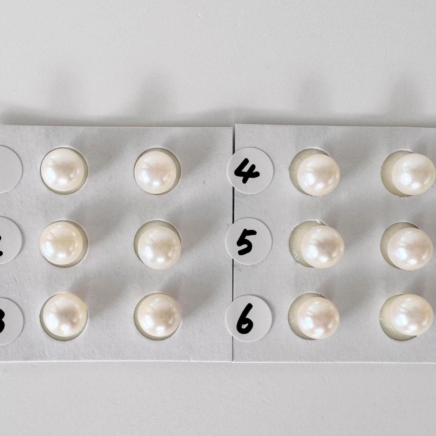 Japanese Akoya Cultured Pearl 7-7.5mm, Natural White Color, Half-Drilled Round loose, Price per Pair, Salt water pearl