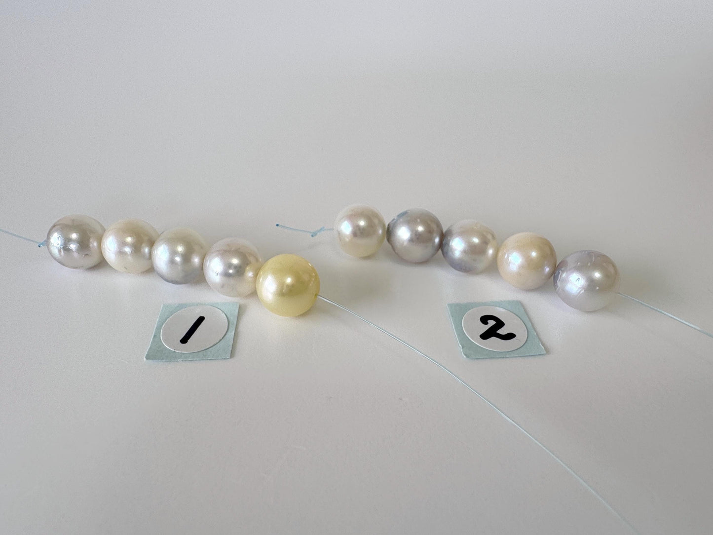 Japanese Natural blue/silver/yellow/white Akoya Pearl Beads, 7.5-8mm, Mini Strand, Short Strand of 5 Pieces, Cultured in Sea Water