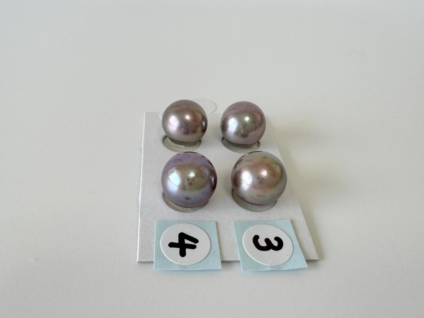 Japanese Black/Peacock Black Akoya Pearl 9.5-10mm, Half-Drilled Round loose, Price per pair, Salt water pearl