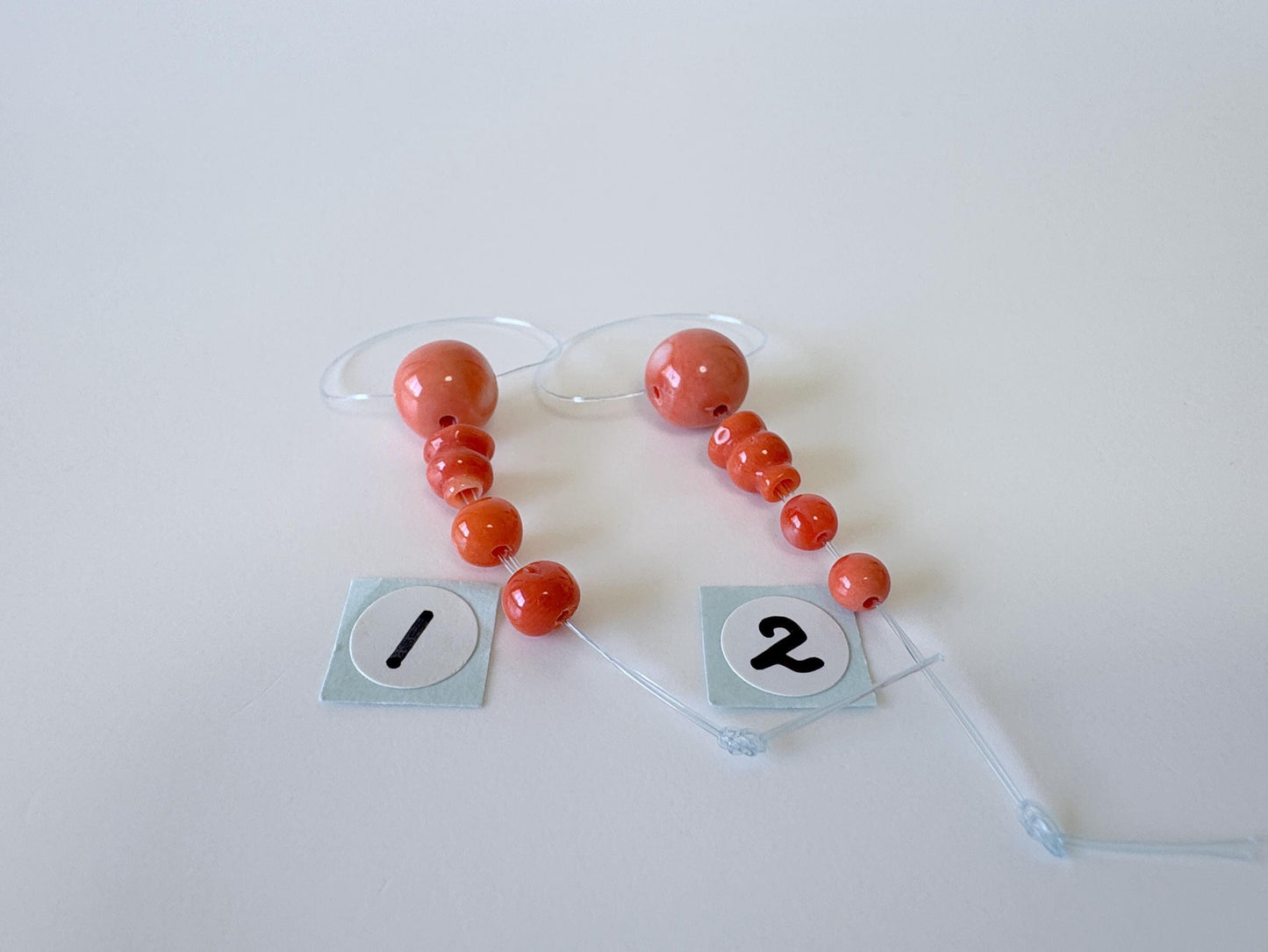 Natural Japanese Momo Coral Guru beads Three holes T beads & cone, Natural Orange color, Mala making beads, For jewelry making, Prayer beads