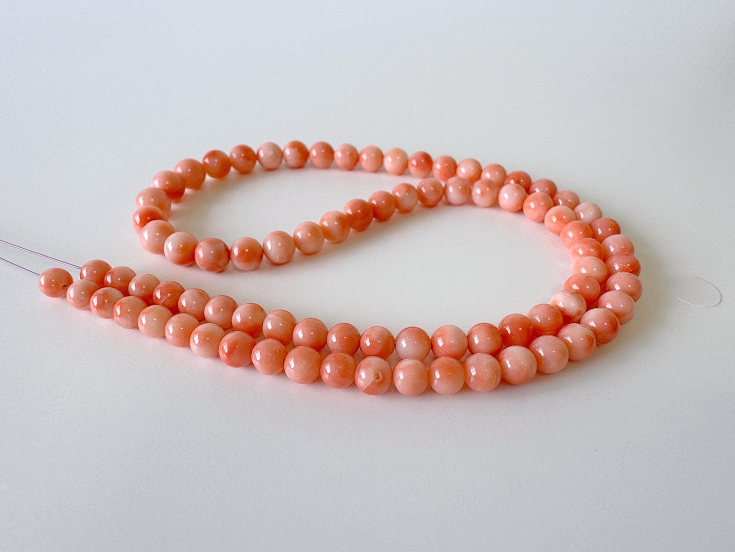 Natural Deep Sea Coral 5-6.6mm Round Beads Strand, Genuine Natural Pink / Orange Color, 42.5cm, 16.7in, For Jewelry Making
