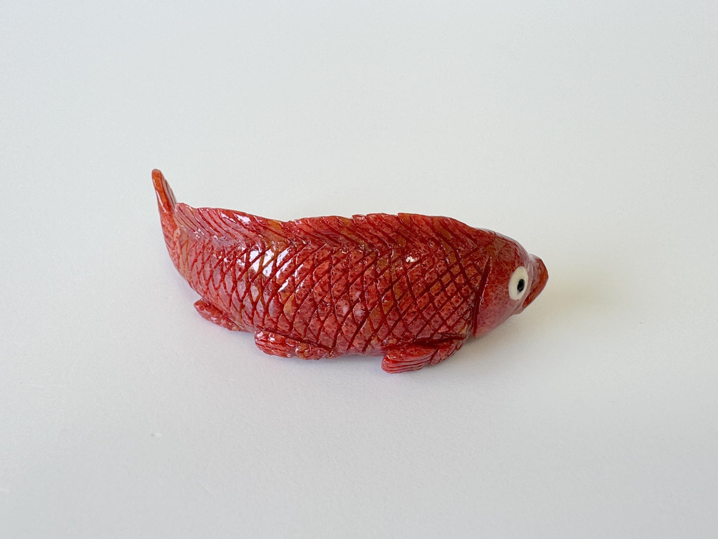 41mm Natural Sponge Coral Carp Carving Loose, Apple Coral Fish Carving, For Display, For Decoration, For Accessory Making