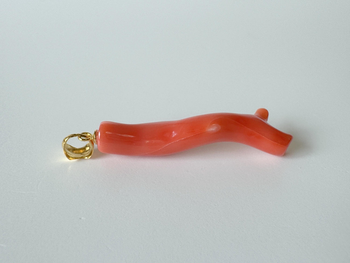 Natural Deep Sea Coral Branch Pendant, 40mm, Natural Orange/Pink color coral branch pendant, Silver (Gold-Plated) bail