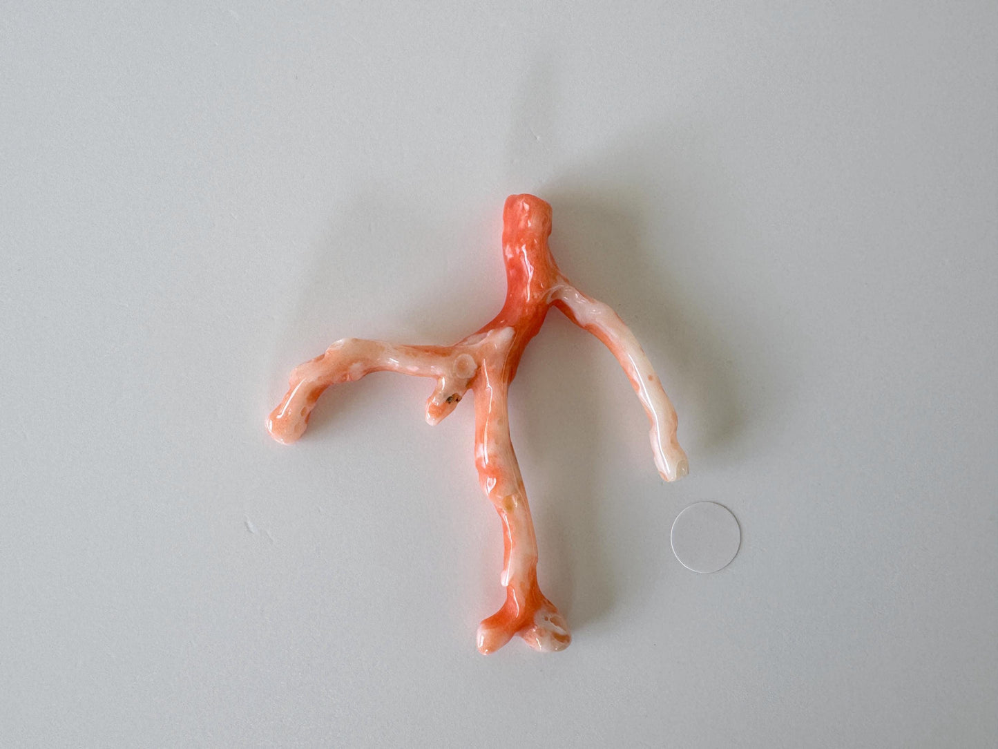 Japanese Pinkish Red coral (Very light red/white color Aka coral) branch, 50mm, side full hole, natural red color coral for jewelry making