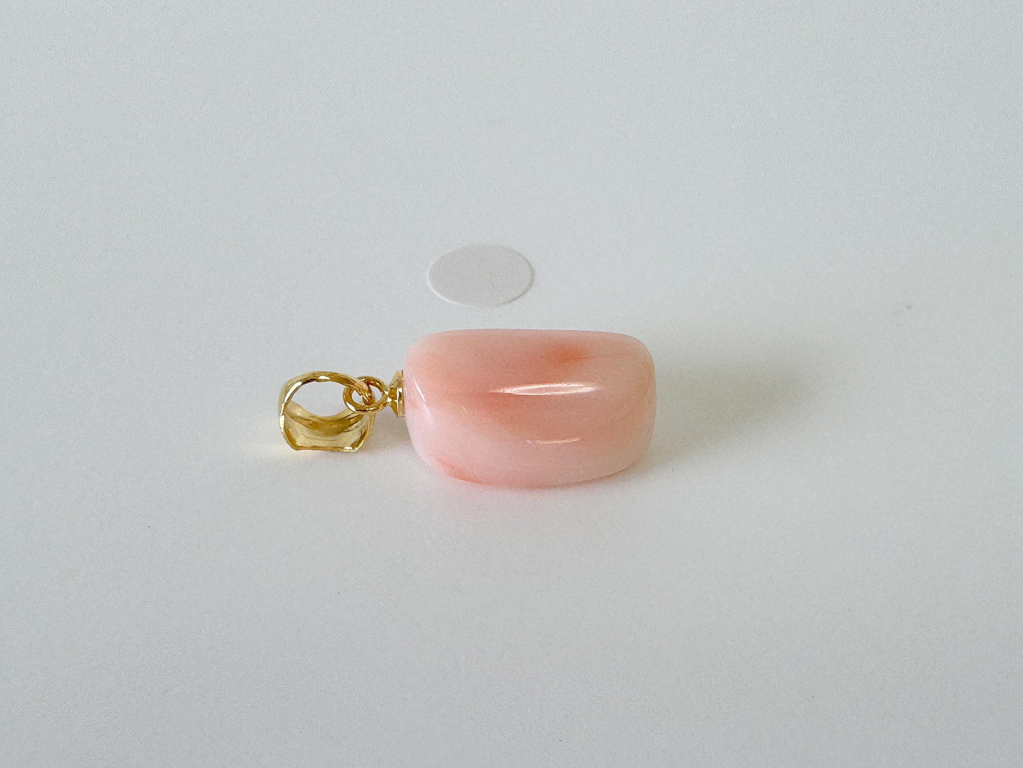 Natural Deep Sea Coral Oval Cabochon Pendant, 16x10.5mm, Natural Pink/Orange color coral, Silver (Gold-Plated) bail