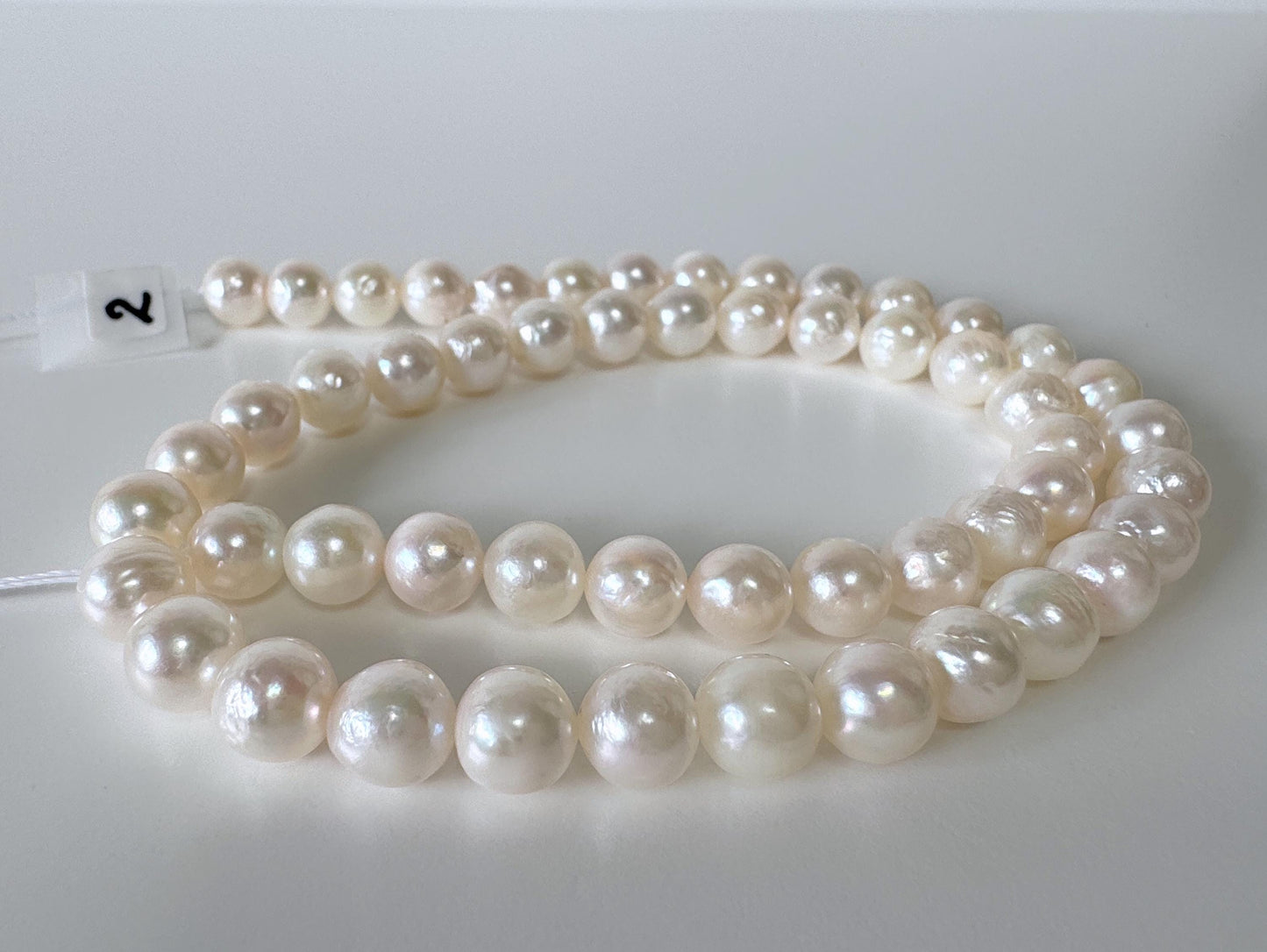 7.5-8mm Japanese White/Pink Akoya Pearl Beads, Genuine Akoya Pearl, Full Strand, 40cm , 15.7", Cultured Salt water pearl