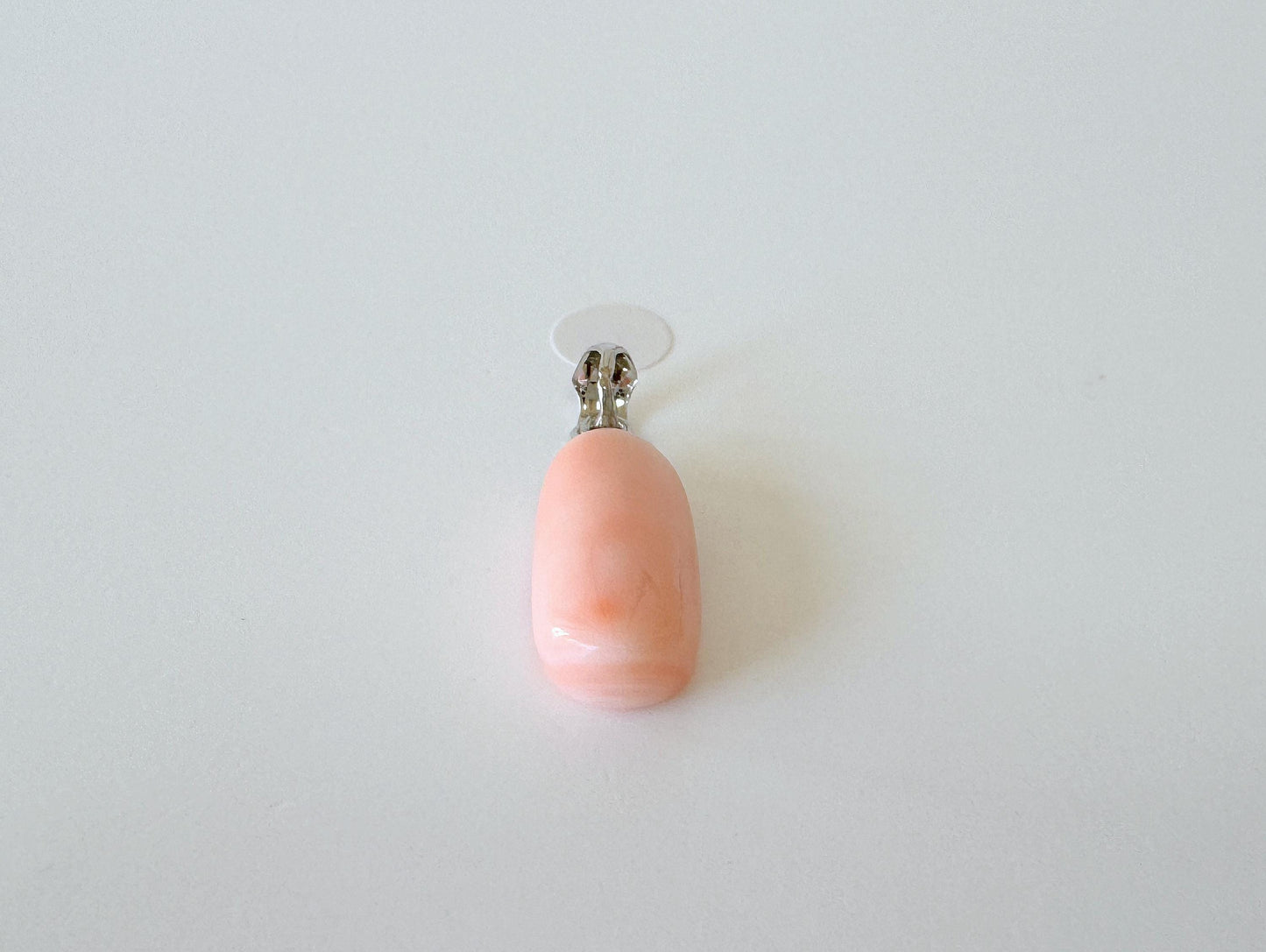 Natural Deep Sea Coral Oval Cabochon Pendant, 17x8.8mm, Natural Pink/Orange color coral, Silver (Rhodium-Plated) bail