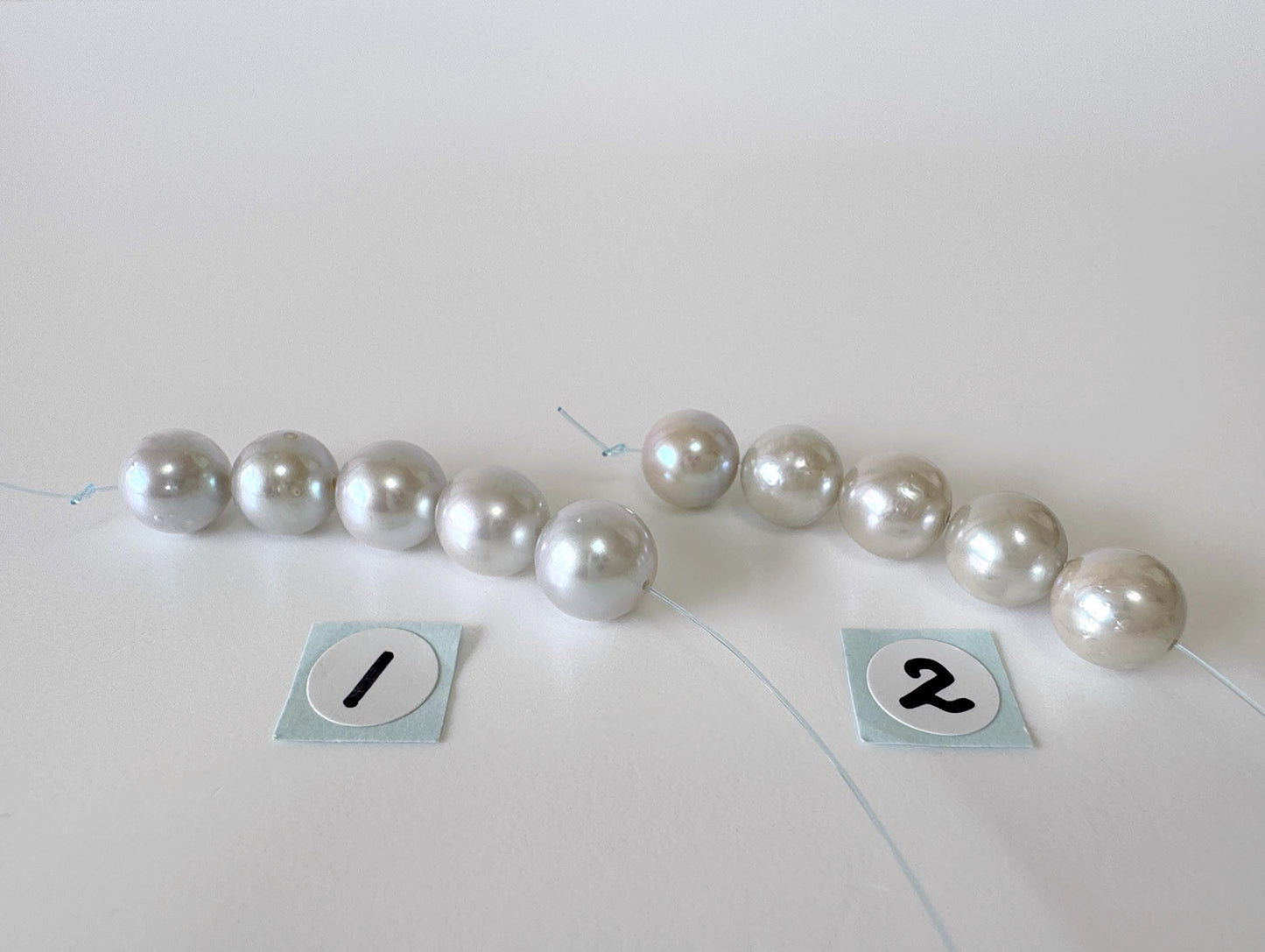 Japanese blue/silver color (cobalt treated) Akoya Pearl Beads, 7.5-8mm, Mini Strand, Short Strand of 5 Pieces, Cultured in Sea Water