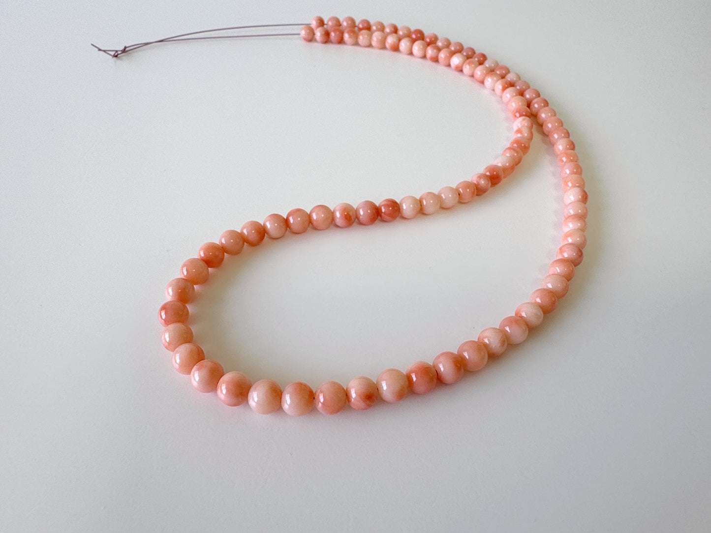 Natural Deep Sea Coral 4.8-5.5mm Round Beads Strand, Genuine Natural Pink / Orange Color, 43.5cm, 17in, For Jewelry Making