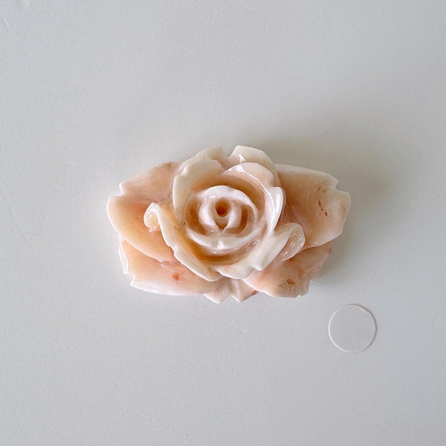 Natural Deep Sea Coral Rose Carving Loose, Natural Pink/White Color Coral, 38x25mm, Flat Back, For Jewelry Making