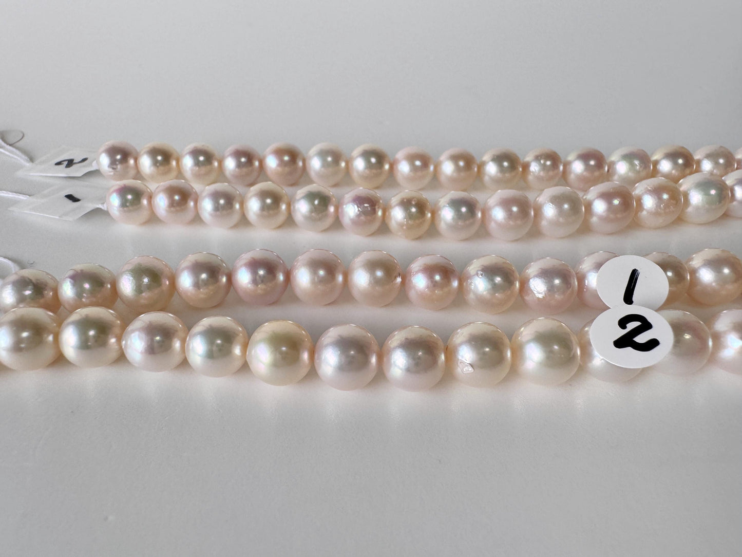 6.9-7.9mm Japanese White Akoya Pearl Beads, Genuine Akoya Pearl, Full Strand, 40.5-41cm , 16", Cultured Salt water pearl