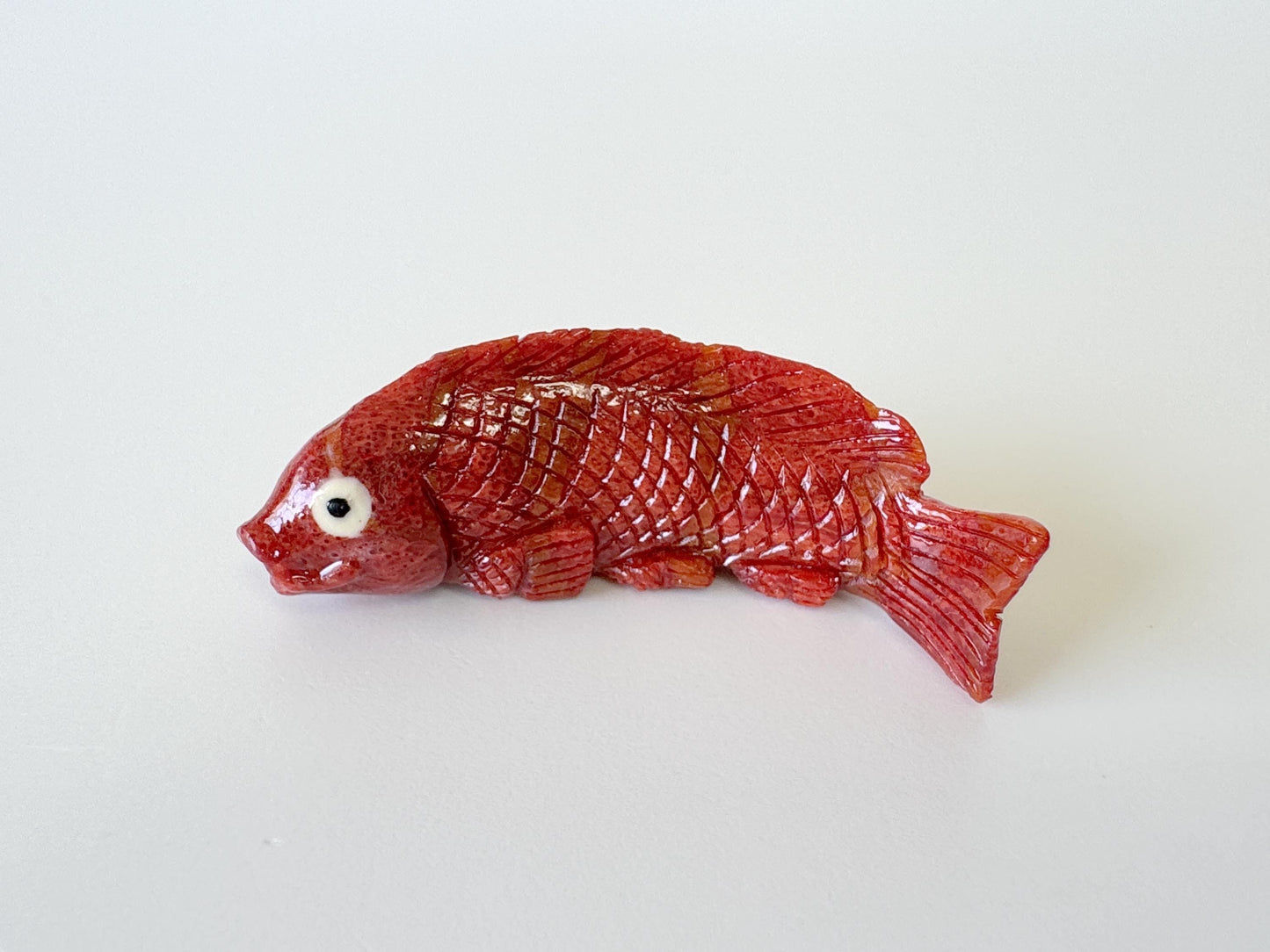 41mm Natural Sponge Coral Carp Carving Loose, Apple Coral Fish Carving, For Display, For Decoration, For Accessory Making