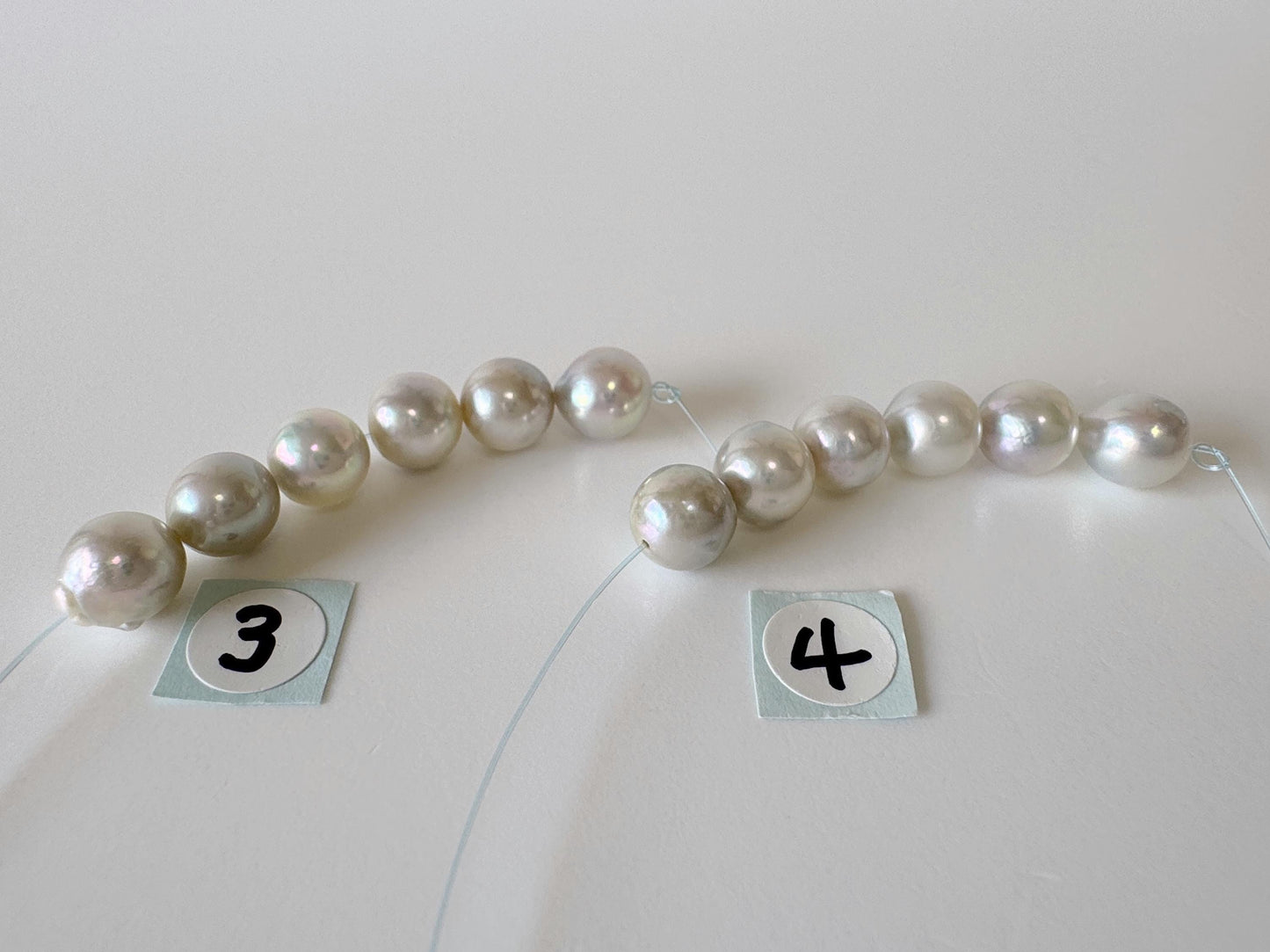 Japanese Blue/Silver color (cobalt treated) Akoya Pearl Beads, 6.5-7mm, Mini Strand, Short Strand of 6 Pieces, Cultured in Sea Water