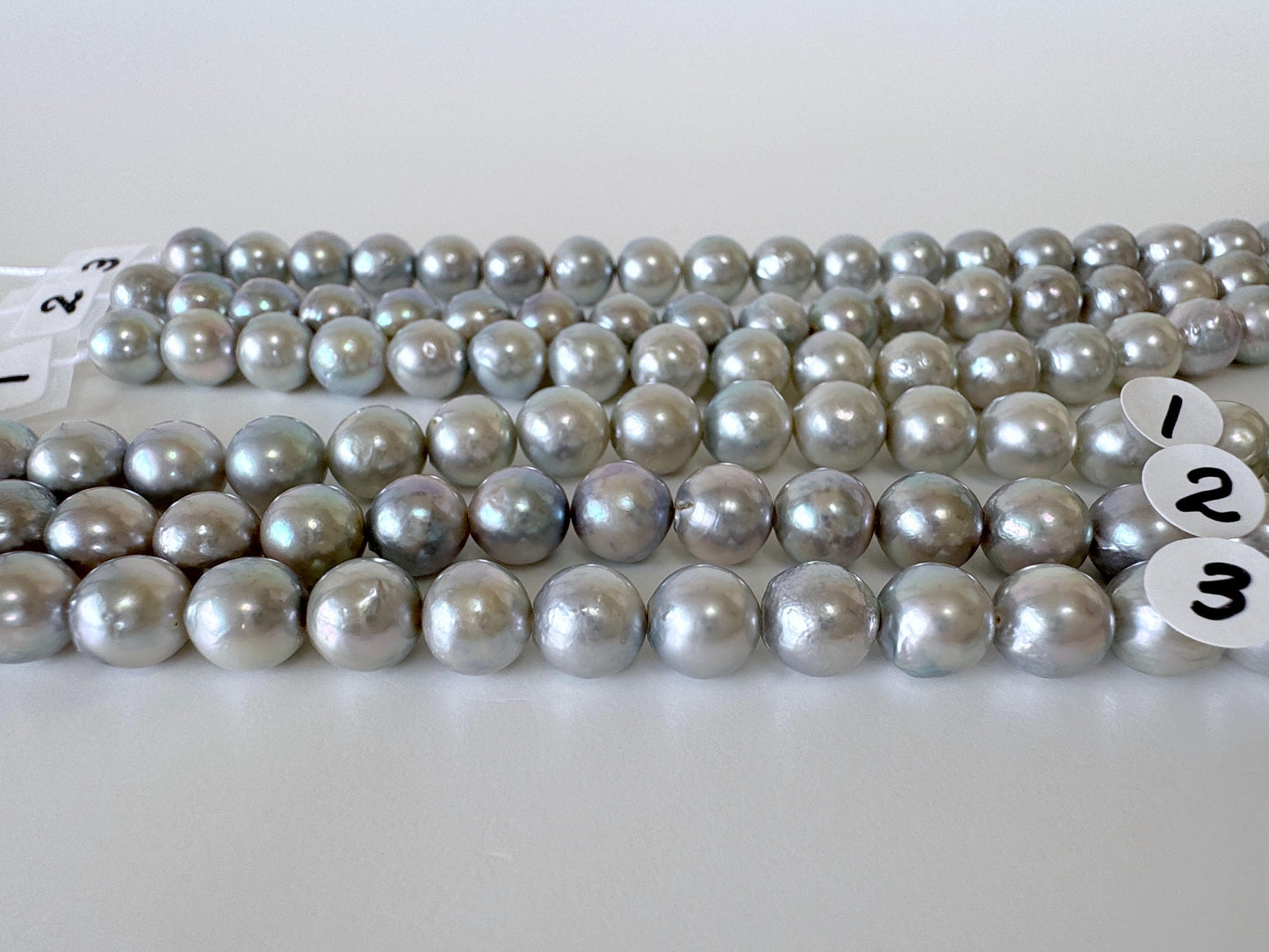 7.5-8mm Japanese Akoya Pearl Beads, Natural Blue/Silver color pearl, Genuine Akoya Pearl, Full Strand 40cm , 15.7", Salt water pearl
