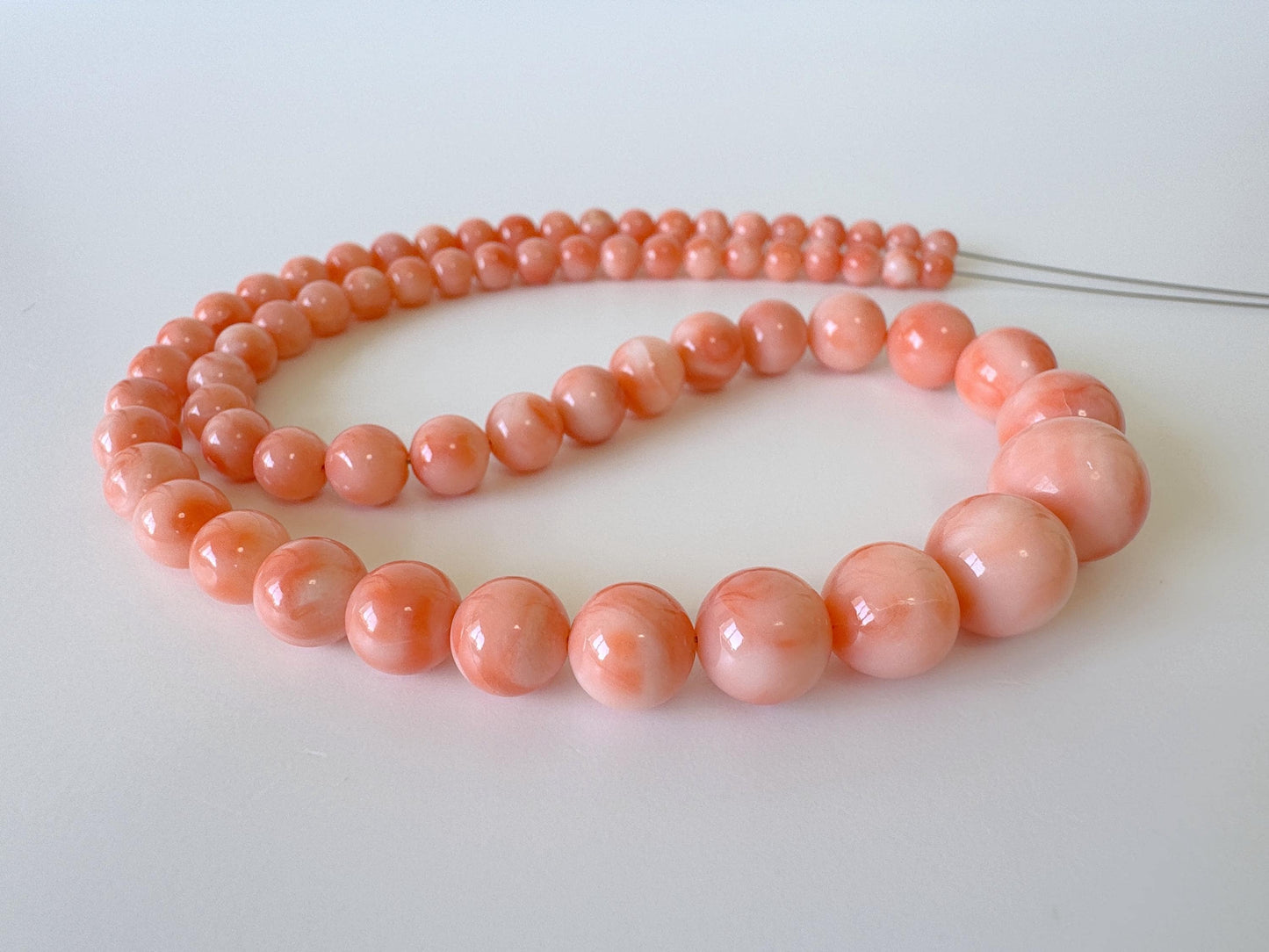 Natural Deep Sea Coral 4.5-11.3mm Round Beads Strand, Genuine Natural Pink / Orange Color, 40.5cm, 15.9in, For Jewelry Making