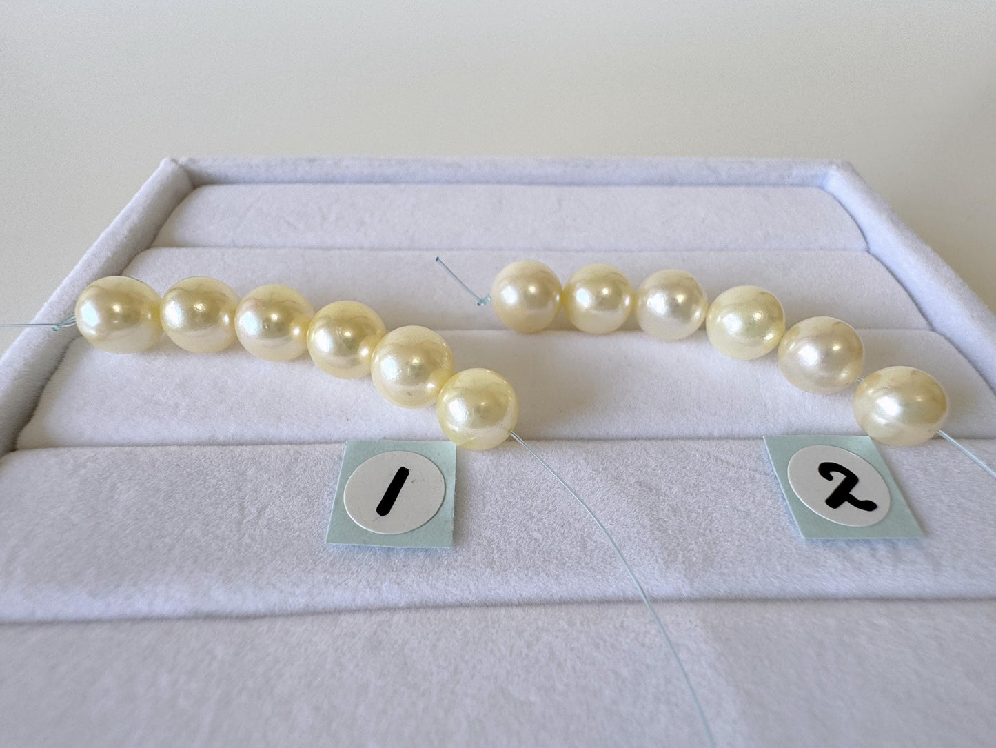 Japanese Cream/Yellow Akoya Pearl Beads, 7-7.5mm, Mini Strand, Short Strand, 6 Pieces, Genuine Akoya Pearl, Cultured in Sea Water