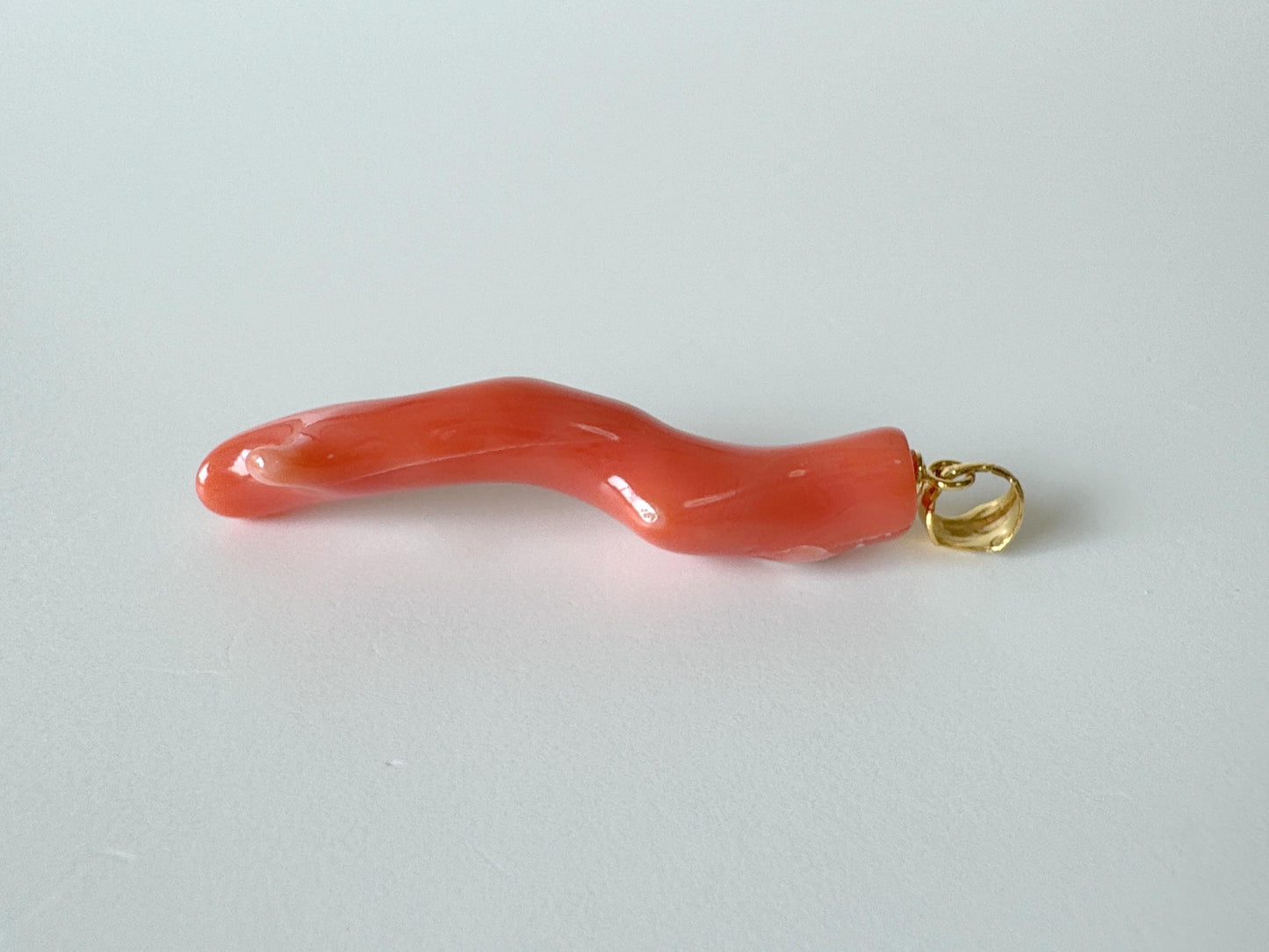Natural Deep Sea Coral Branch Pendant, 40mm, Natural Orange/Pink color coral branch pendant, Silver (Gold-Plated) bail