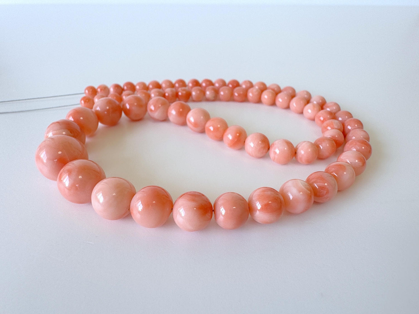 Natural Deep Sea Coral 4.5-11.3mm Round Beads Strand, Genuine Natural Pink / Orange Color, 40.5cm, 15.9in, For Jewelry Making