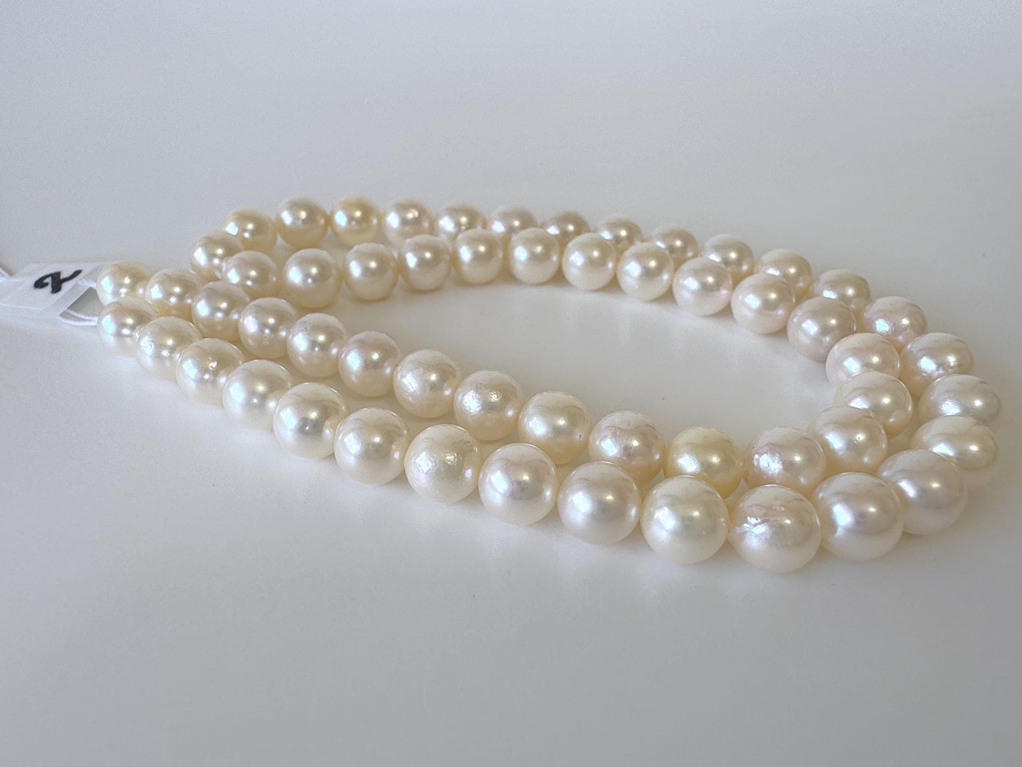 7-7.5mm Japanese White Akoya Pearl Beads, Genuine Akoya Pearl, Full Strand, 40cm , 15.7", Cultured Salt water pearl + Extra 5 pieces