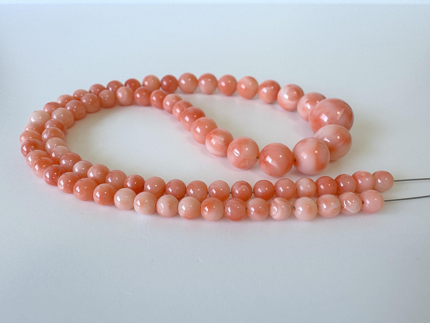 Natural Deep Sea Coral 4.5-11.4mm Round Beads Strand, Genuine Natural Pink / Orange Color, 41cm, 16in, For Jewelry Making