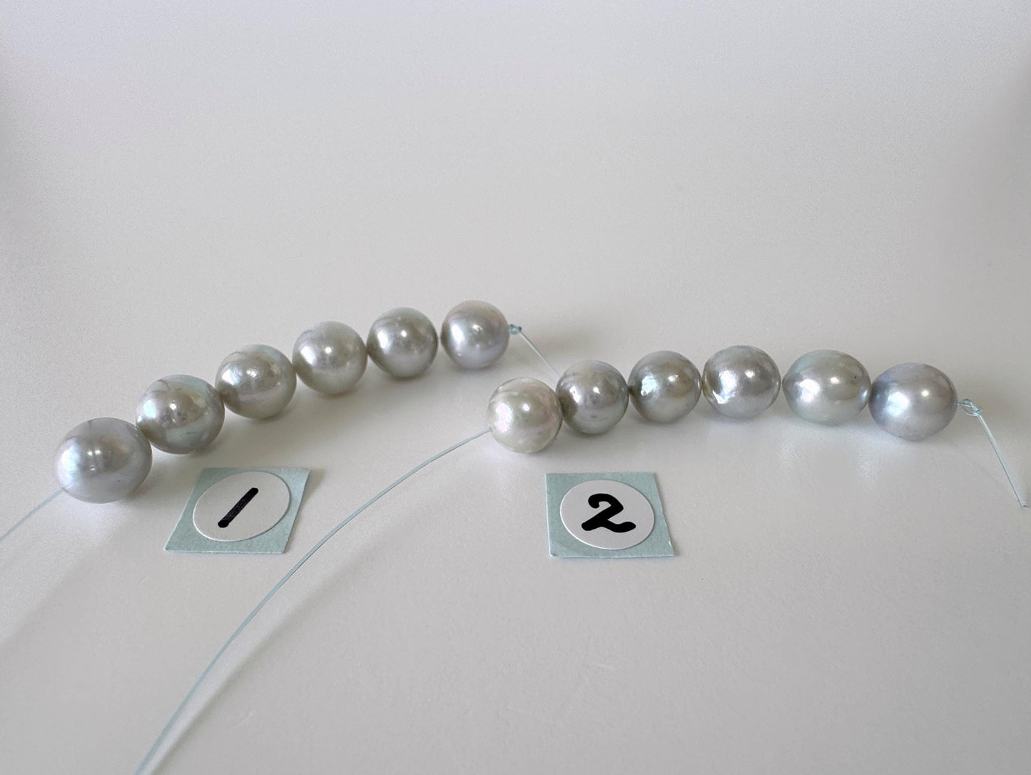 Japanese Blue/Silver color (cobalt treated) Akoya Pearl Beads, 7-7.5mm, Mini Strand, Short Strand of 6 Pieces, Cultured in Sea Water