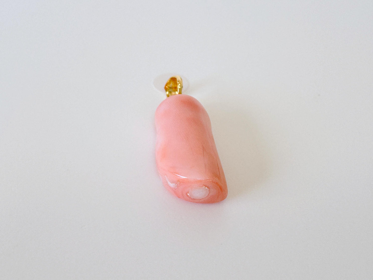 Natural Deep Sea Coral Unique Shaped Pendant, 21.8x10.5mm, Natural Pink/Orange color coral, Silver (Gold-Plated) bail