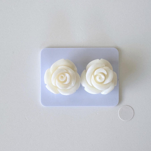 Natural White Coral Rose Loose Pair, 17mm, White Color Rose, Natural Color Coral Rose, Price per Pair, Genuine Precious Coral