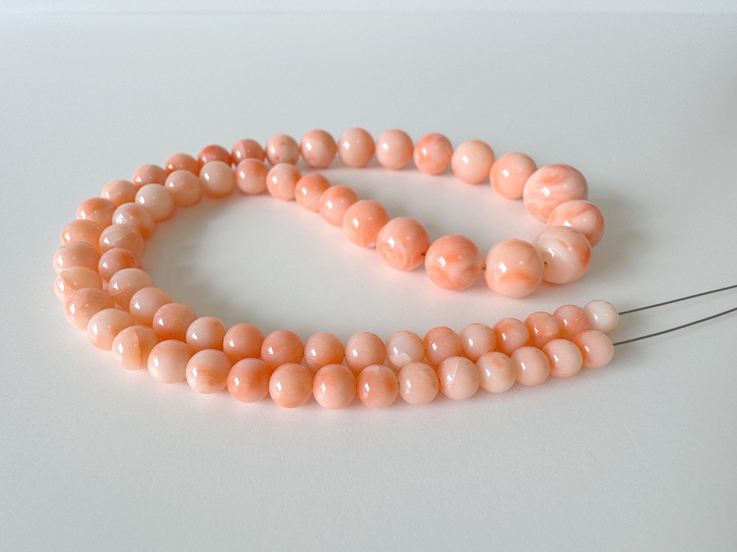 Natural Deep Sea Coral 5-11.7mm Round Beads Strand, Genuine Natural Pink / Orange Color, 42cm, 16.5in, For Jewelry Making