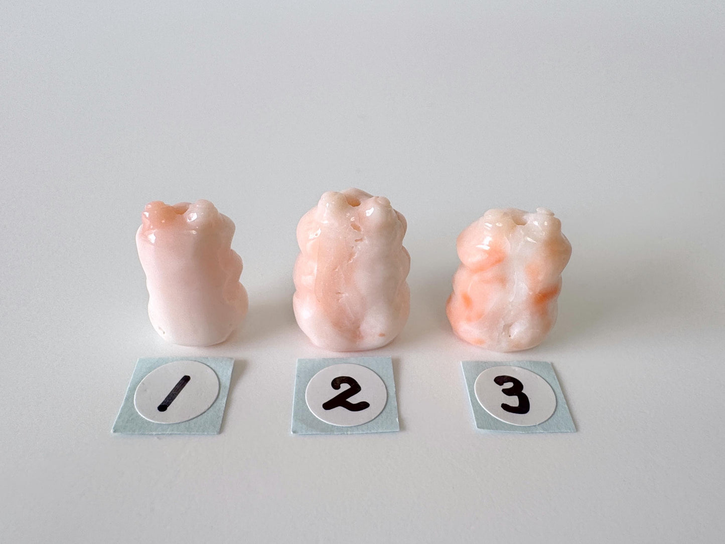 Natural Deep Sea Coral, Angel Skin Color Pink Coral, Praying Frog Carvings, Price per piece, For Jewelry Making, Natural Color