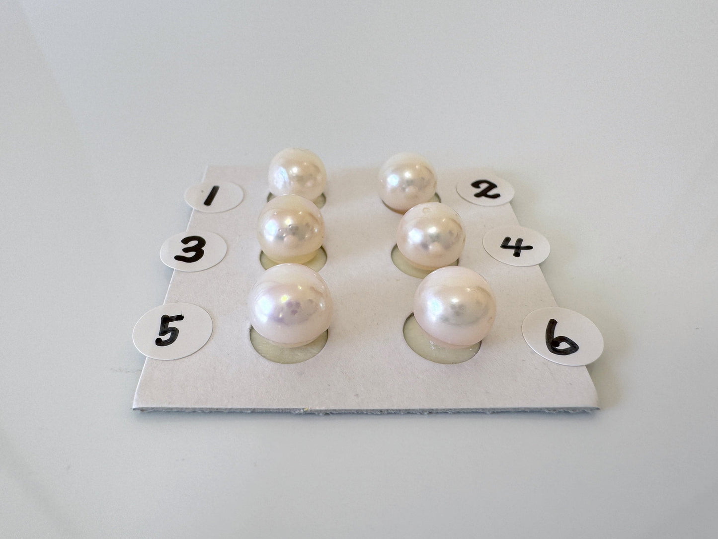 Japanese Akoya Cultured Pearl 7.9-8.2mm, White/Pink overtone Color, Half-Drilled Round loose, Price per Piece, Salt water pearl