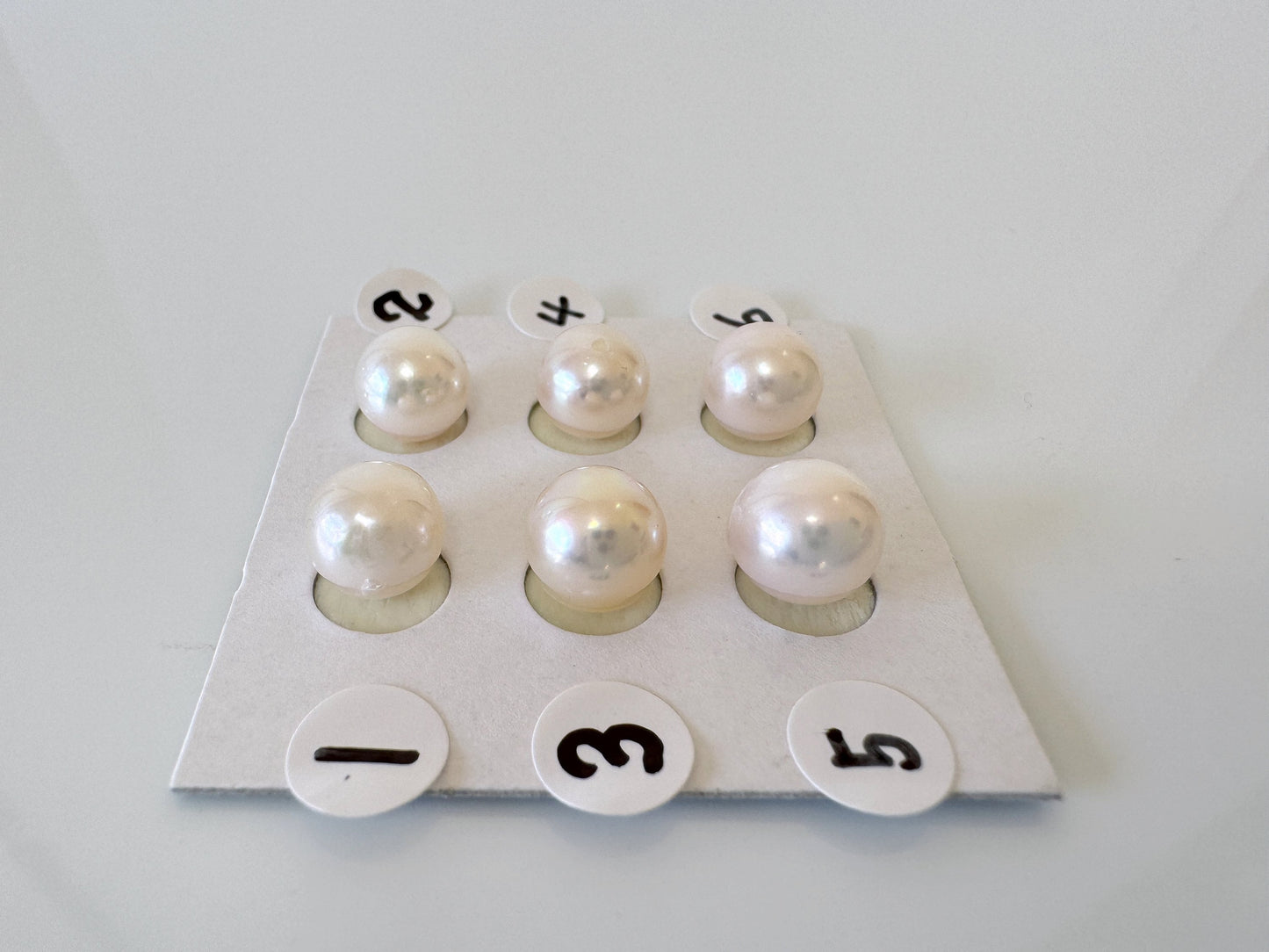 Japanese Akoya Cultured Pearl 7.9-8.2mm, White/Pink overtone Color, Half-Drilled Round loose, Price per Piece, Salt water pearl