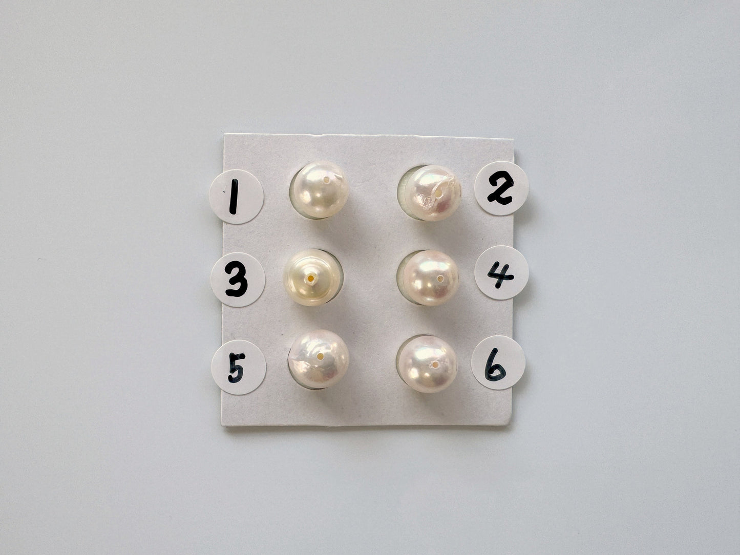 Japanese Akoya Cultured Pearl 7.9-8.2mm, White/Pink overtone Color, Half-Drilled Round loose, Price per Piece, Salt water pearl