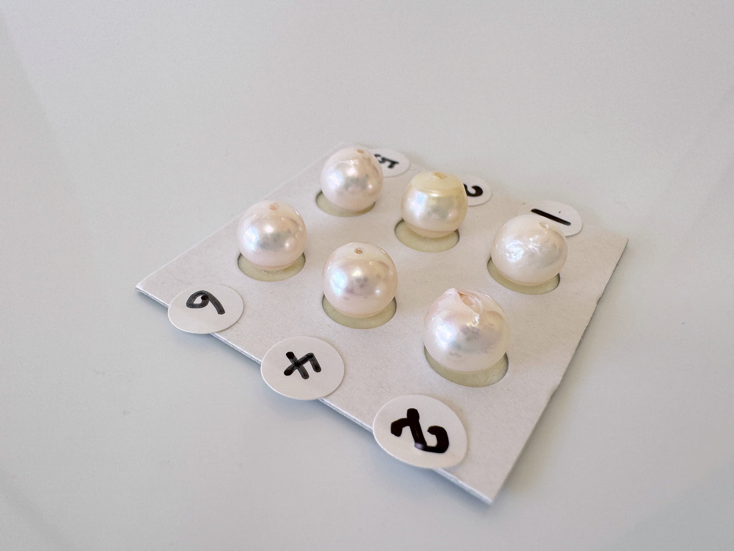 Japanese Akoya Cultured Pearl 7.9-8.2mm, White/Pink overtone Color, Half-Drilled Round loose, Price per Piece, Salt water pearl