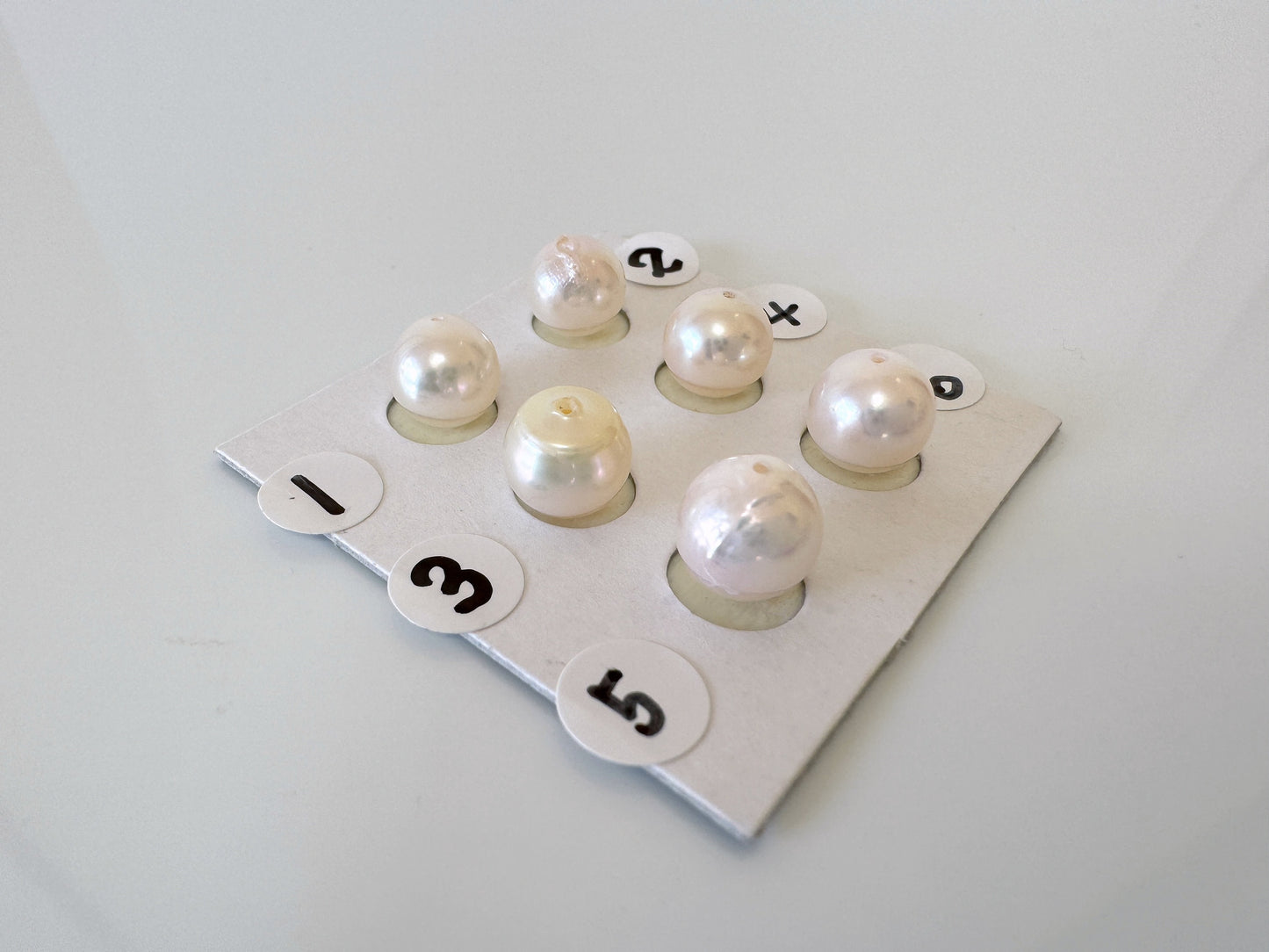 Japanese Akoya Cultured Pearl 7.9-8.2mm, White/Pink overtone Color, Half-Drilled Round loose, Price per Piece, Salt water pearl