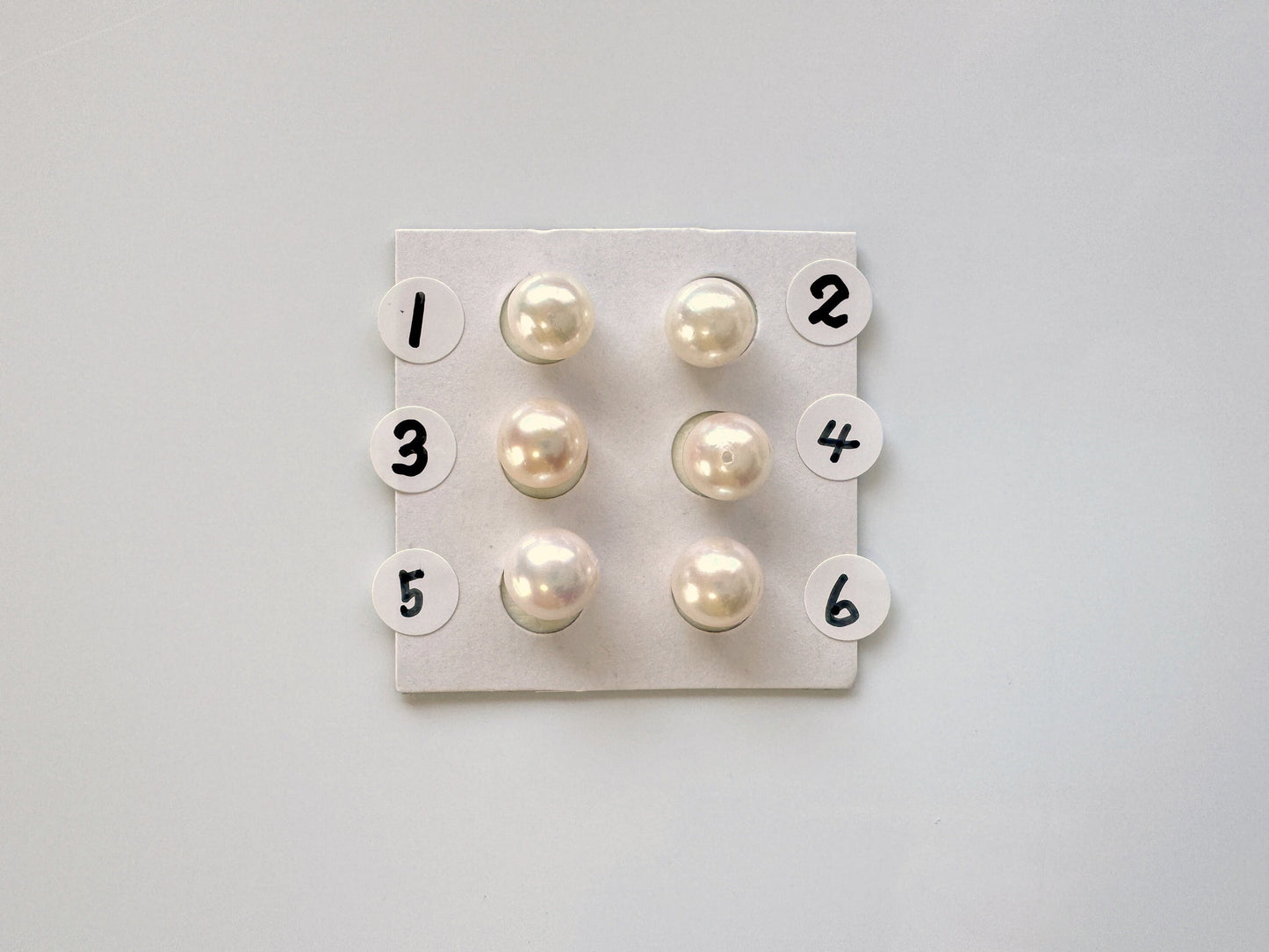 Japanese Akoya Cultured Pearl 7.9-8.2mm, White/Pink overtone Color, Half-Drilled Round loose, Price per Piece, Salt water pearl