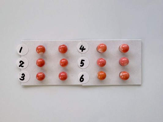 6-6.5mm Half Drilled Natural Japanese Momo Coral Round Loose, Orange coral, for earring sets, natural color, price per pair