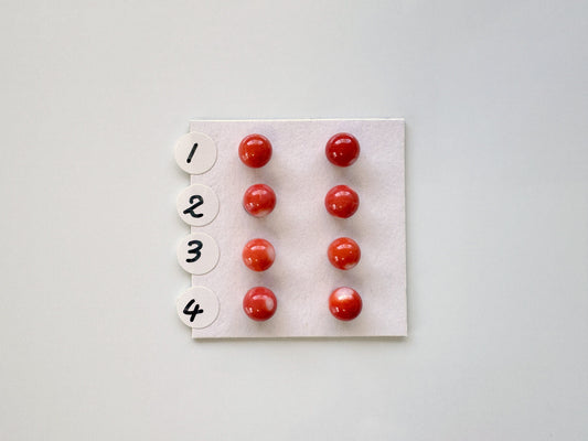 6-6.5mm Half Drilled Natural Japanese Momo Coral Round Loose, Dark Orange coral, for earring sets, natural color, price per pair